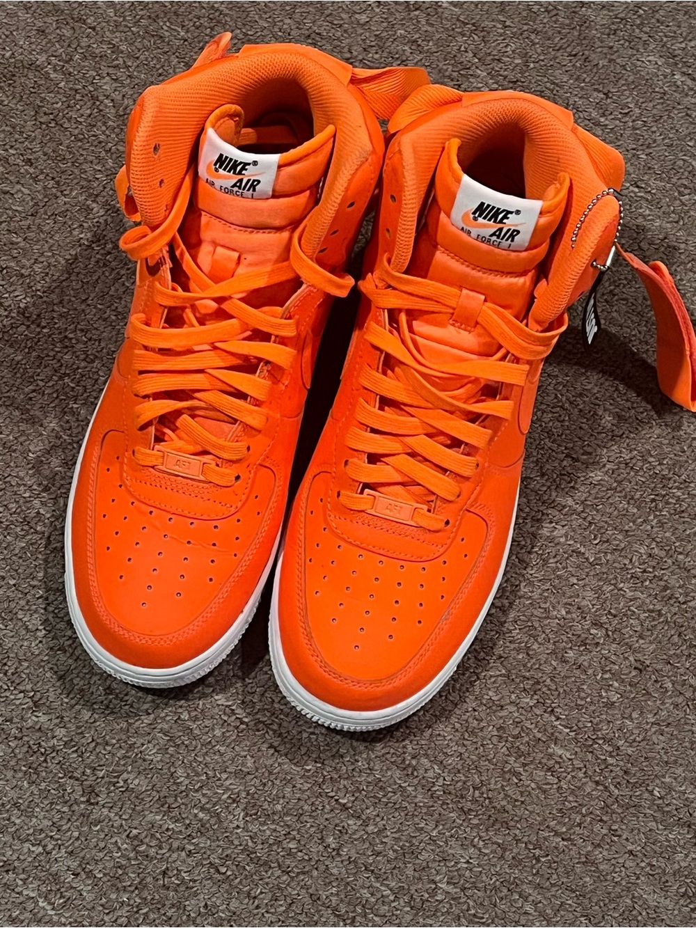 Nike High-Top Sneakers in Bright Orange with White Sole